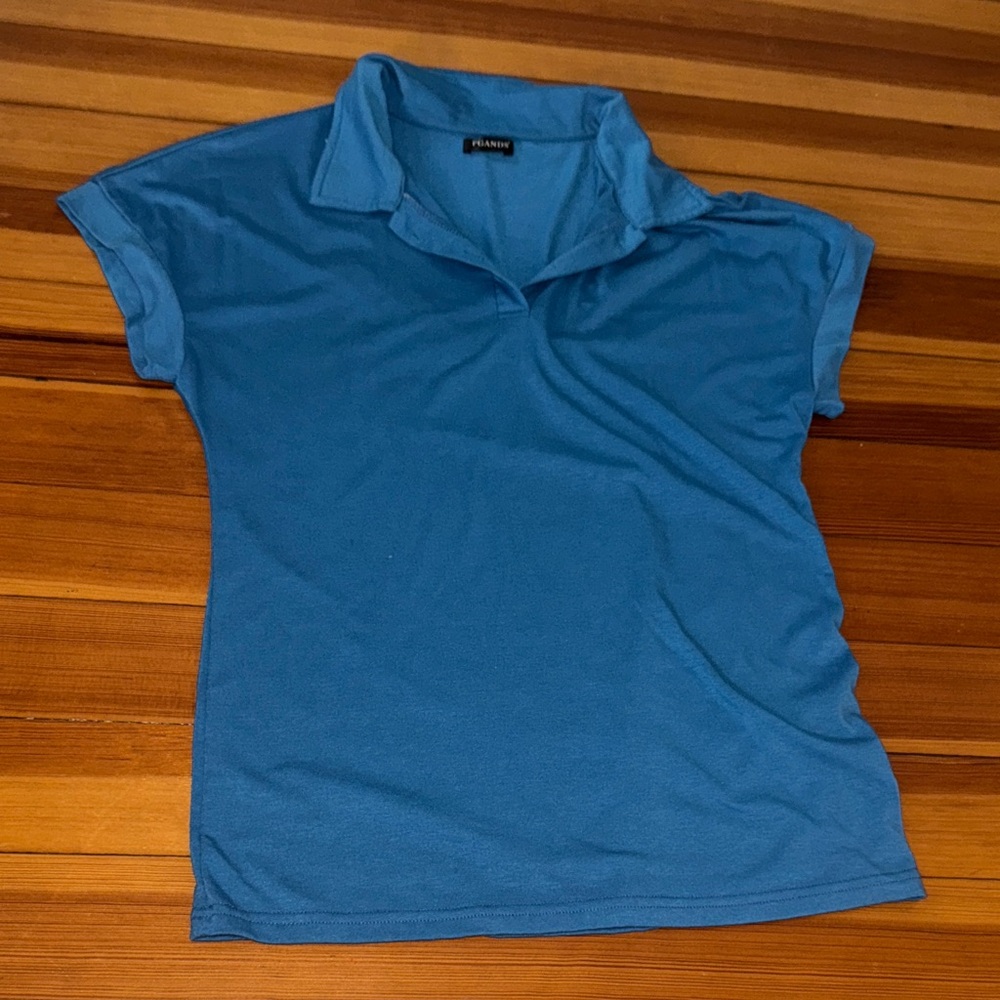 Women's Short Sleeve Blue Polo Tee